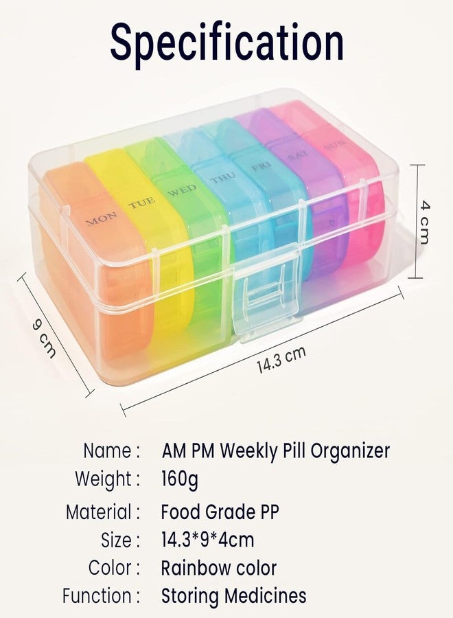 Rabbonix Weekly Medicine Organizer Box 02 Times a Day, Tablets Container Case Travel Pill Box For 07 days | Multicolor | 01 Pcs - Image 4